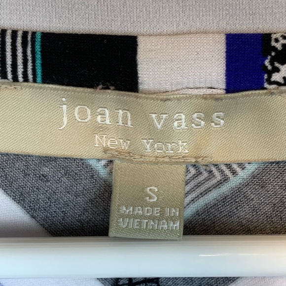 Joan Vass Striped Chevron Long Sleeve Tunic Shark Bite Hem Oversized Small Boho - Picture 4 of 6